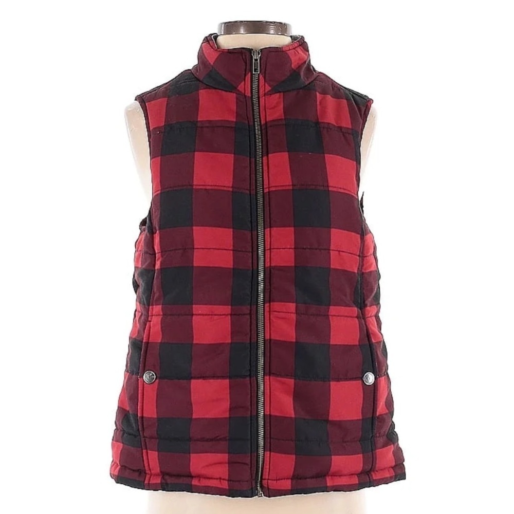Natural Reflections Red and Black Checkered Vest